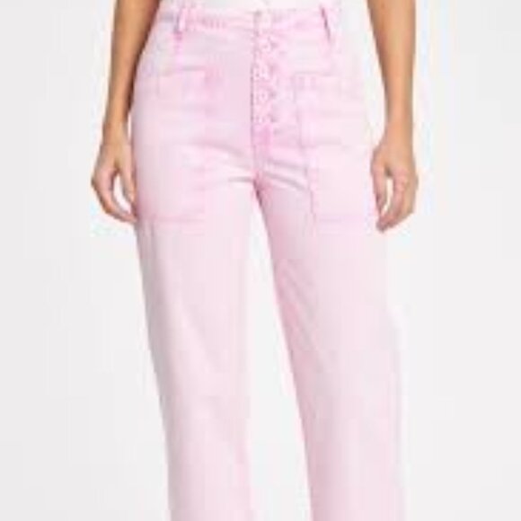 Pistola high-rise trousers button fly pink cropped pants - Picture 2 of 7